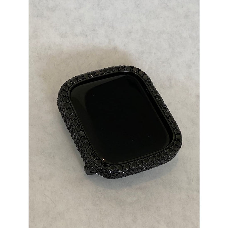 Series 8 Apple Watch Band Black Swarovski Crystals & or Apple Watch Cover Lab Diamond Case Bling 38mm 40mm 41mm 42mm 44mm 45mm 49mm Ultra -