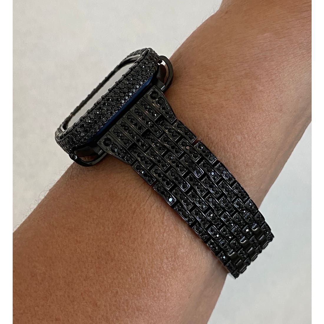 Series 8 Apple Watch Band Black Swarovski Crystals & or Apple Watch Cover Lab Diamond Case Bling 38mm 40mm 41mm 42mm 44mm 45mm 49mm Ultra -