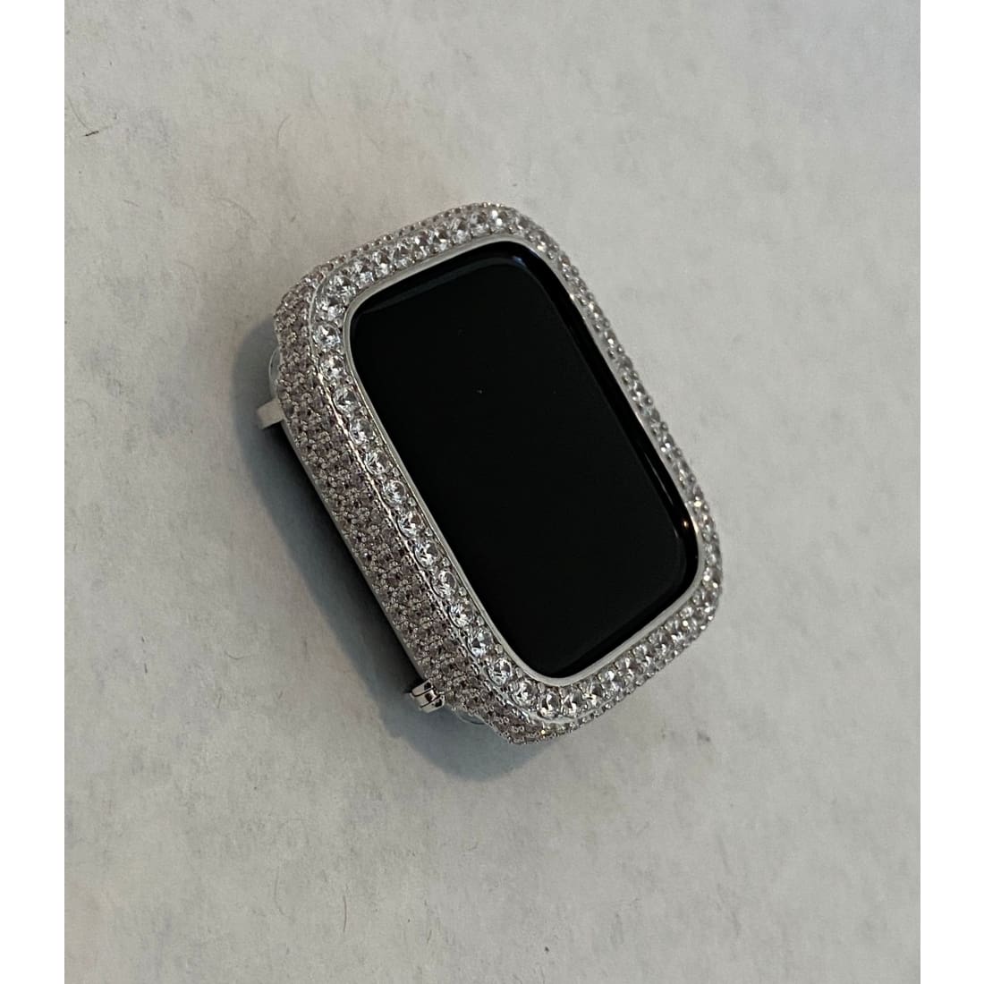 Silver Apple Watch Band Women 41mm 45mm 49mm Ultra Series 8 Swarovski Crystals & or Lab Diamond Bezel Cover Bumper 38mm-44mm Series 1-8 -