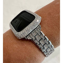 Silver Apple Watch Bands 49mm Ultra Swarovski Crystals & or Apple Watch Cover Lab Diamond Bezel Case Bling 38mm-45mm - 45mm apple watch,