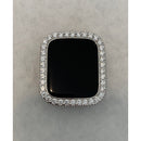 Silver Apple Watch Series 8 Case Cover with Large 3.5mm Lab Diamonds Bezel Smartwatch Bumper Faceplate - 41mm apple watch, 45mm apple watch,