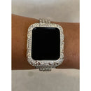 Swarovski Crystal Apple Watch Bezel Cover Silver Floral Smartwatch Bumper Bling 38mm 40mm 41mm 42mm 44mm 45mm Series 7,8 - apple watch,