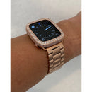 Ultra 49mm Apple Watch Band Rose Gold Stainless Steel & or Apple Watch Cover Lab Diamond Bezel Case Bling 38mm-45mm S1-8 - apple watch,