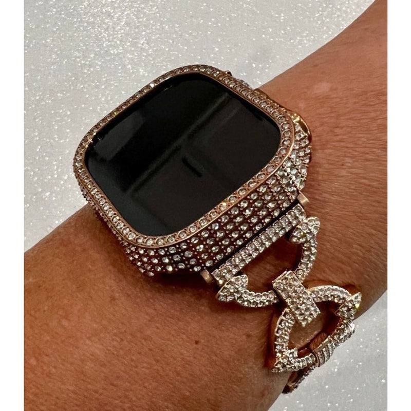 Ultra 49mm Apple Watch Band Rose Gold Swarovski Crystal Bracelet & or Crystal Bezel Case Cover Smartwatch Bling Series 8 - 49mm Apple Watch,