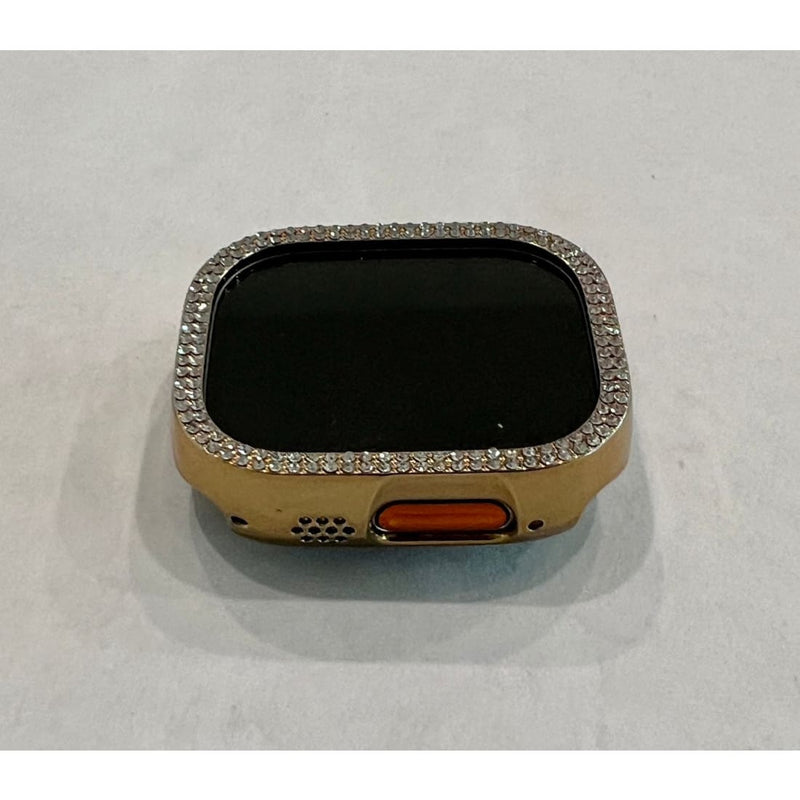 Ultra Apple Watch Band 49mm Gold Swarovski Crystals & or Crystal Bezel Cover Smartwatch Case Bling 38mm-45mm Series 2-8 SE - 49mm apple