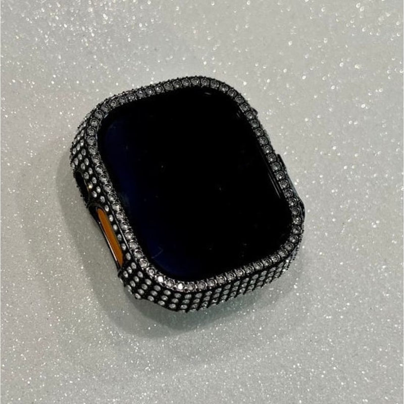 UltraApple Watch Band 49mm Black Swarovski Crystals Stainless Steel & or Crystal Bezel Cover Smartwatch Bumper Bling Series 8 - apple watch,