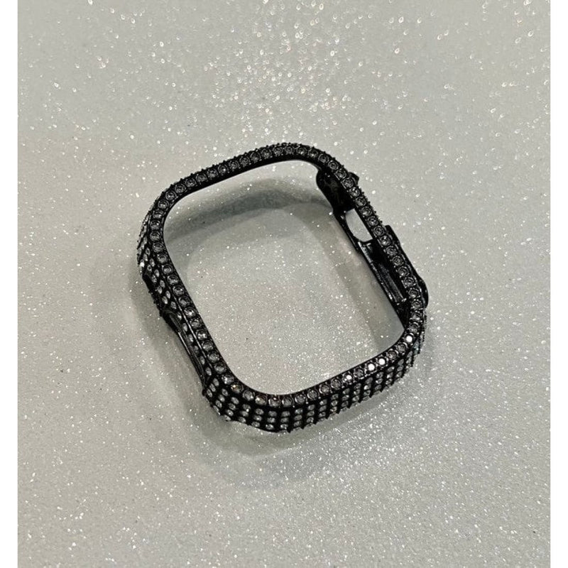 UltraApple Watch Band 49mm Black Swarovski Crystals Stainless Steel & or Crystal Bezel Cover Smartwatch Bumper Bling Series 8 - apple watch,