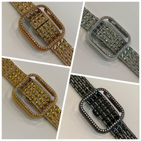41mm 45mm 49mm Apple Watch Band Series 7-8 Swarovski Crystals & or Apple Watch Bezel Cover Silver, Gold, Rose Gold, Black Smartwatch Bumper