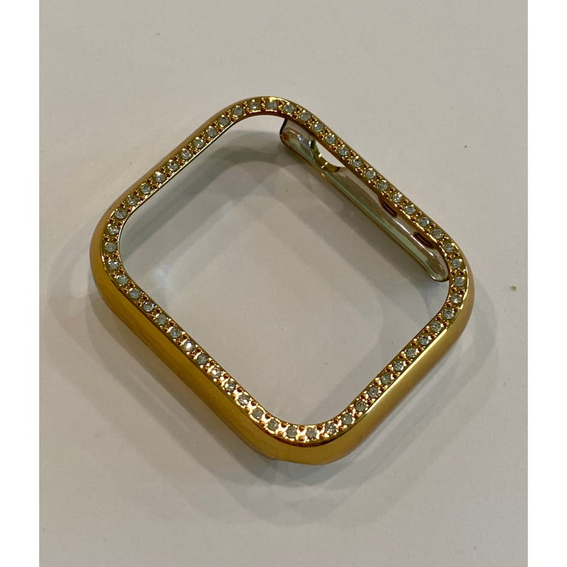 41mm 45mm 49mm Gold Apple Watch Band Ultra Series 7,8 & or Swarovski Crystal Apple Watch Cover Smartwatch Bumper Bling