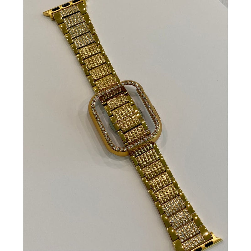 41mm 45mm Apple Watch Band Series 7 Swarovski Crystals & or Crystal Apple Watch Bezel Cover Silver, Gold, Black, Rose Gold