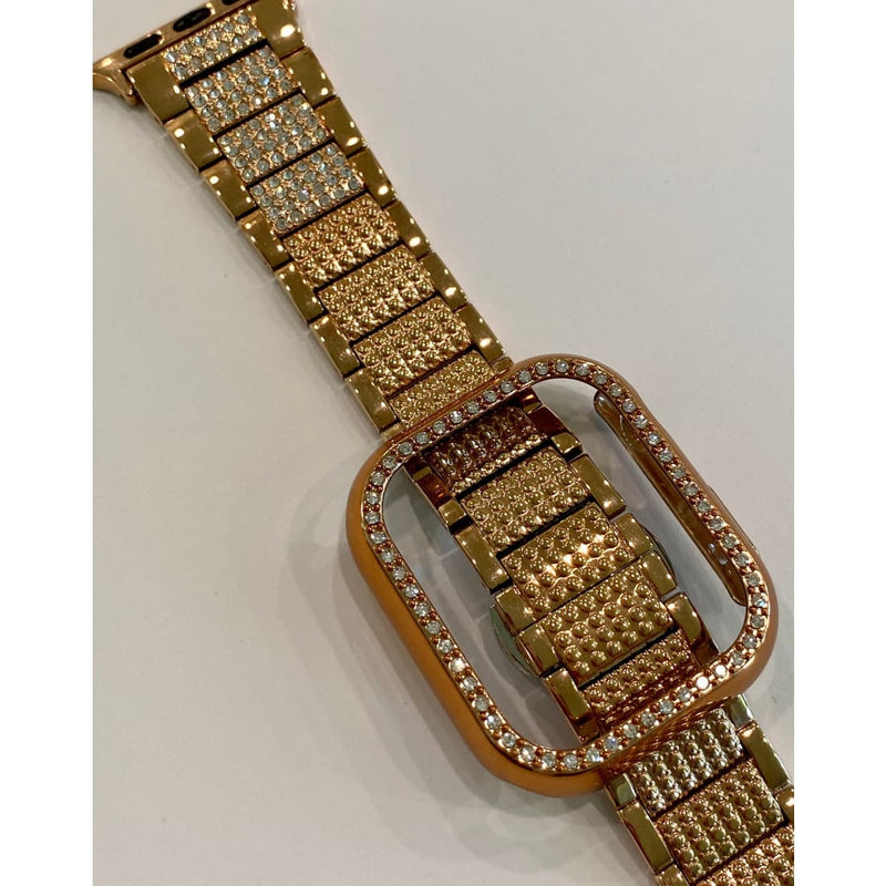 41mm 45mm Apple Watch Band Series 7 Swarovski Crystals & or Crystal Apple Watch Bezel Cover Silver, Gold, Black, Rose Gold