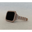 41mm 45mm Apple Watch Band Women's Rose Gold and or Lab Diamond Bezel Bumper Iwatch Bling 38mm 40mm 42mm 44mm
