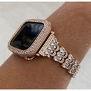 41mm 45mm Apple Watch Band Women's Rose Gold and or Lab Diamond Bezel Bumper Iwatch Bling 38mm 40mm 42mm 44mm