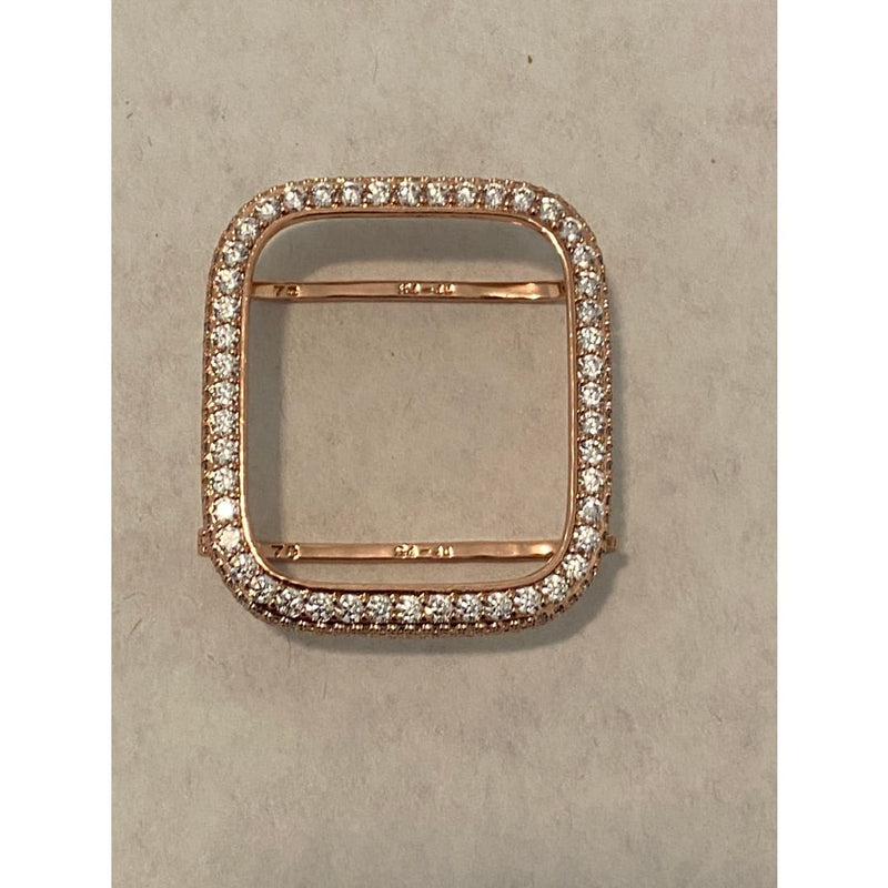41mm 45mm Rose Gold Apple Watch Band Series 7-8 Swarovski Crystals & or Lab Diamond Bezel Cover Smartwatch Bling 38mm-45mm
