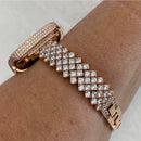 41mm 45mm Rose Gold Apple Watch Band Series 7-8 Swarovski Crystals & or Lab Diamond Bezel Cover Smartwatch Bling 38mm-45mm