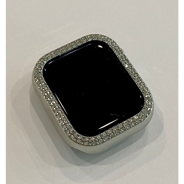 49mm Apple Watch Cover Ultra Silver Swarovski Crystals 38mm-45mm Series 2-8 Smartwatch Bezel Case Bling