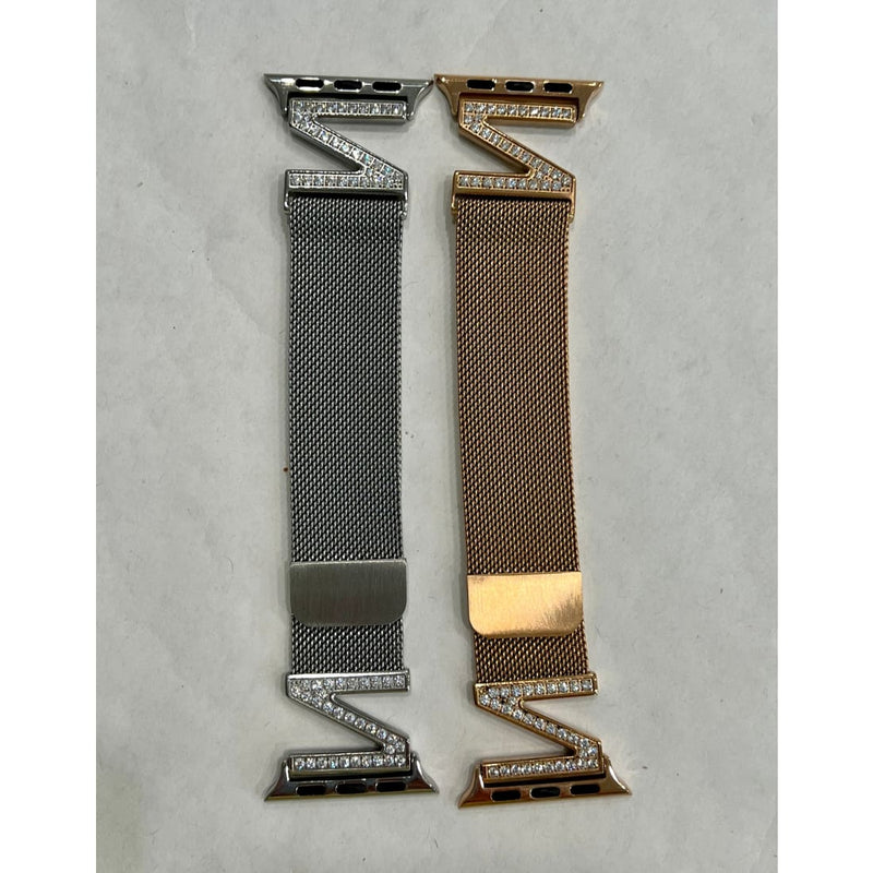 Apple Watch Band 38mm 40mm 41mm 42mm 44mm 45mm Crystal Milanese Loop Band Silver or Rose Gold, Smartwatch Bracelet Final Sale