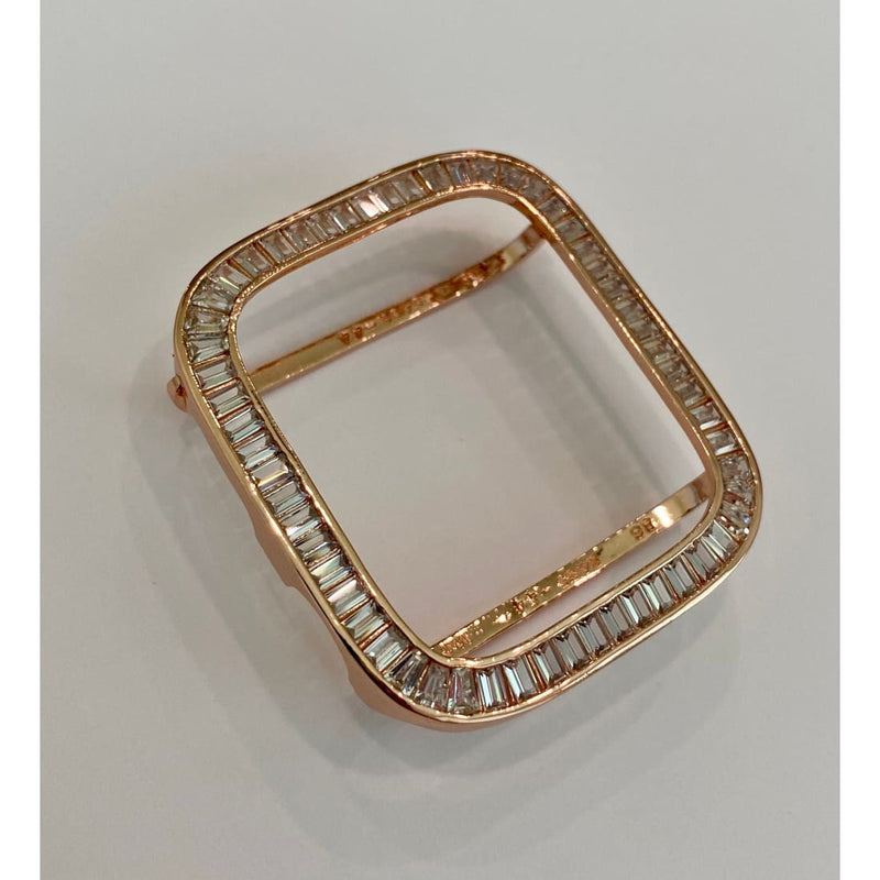 Apple Watch Band 40mm 44mm Rose Gold Swarovski Crystal Baguettes 38mm42mm & or Baguette Lab Diamond Bezel Cover