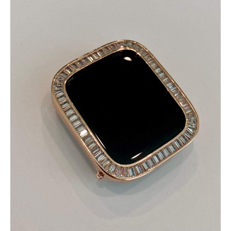 Apple Watch Band 40mm 44mm Rose Gold Swarovski Crystal Baguettes 38mm42mm & or Baguette Lab Diamond Bezel Cover