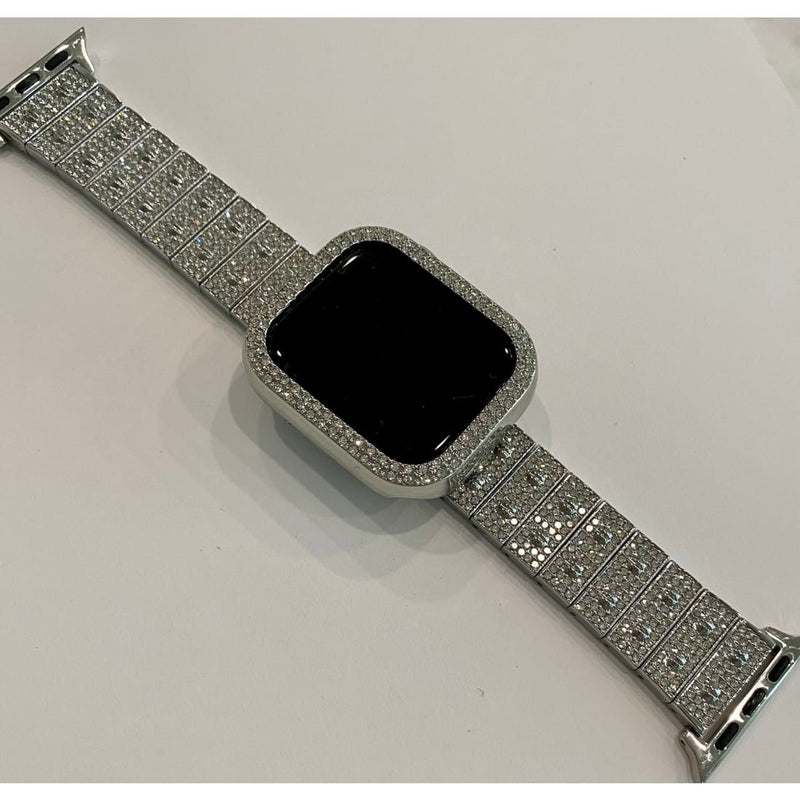 Apple Watch Band 41mm 45mm 49mm Ultra Swarovski Crystals & or Apple Watch Case Cover Bling Choice of Colors 38-45mm Series 2-8