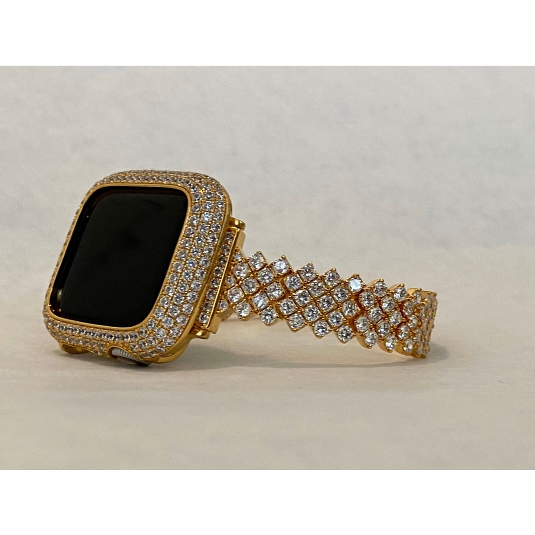Apple Watch Band 41mm 45mm Gold Women's Swarovski Crystal & or Lab Diamond Bezel 38 40 42 44mm S1-8 Smartwatch Bumper
