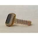 Apple Watch Band 41mm 45mm Gold Women's Swarovski Crystal & or Lab Diamond Bezel 38 40 42 44mm S1-8 Smartwatch Bumper