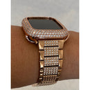 Apple Watch Band 41mm 45mm Series 1-8 SE Woman Rose Gold Swarovski Crystals & or Lab Diamond Bezel Cover 38mm 42mm 44mm