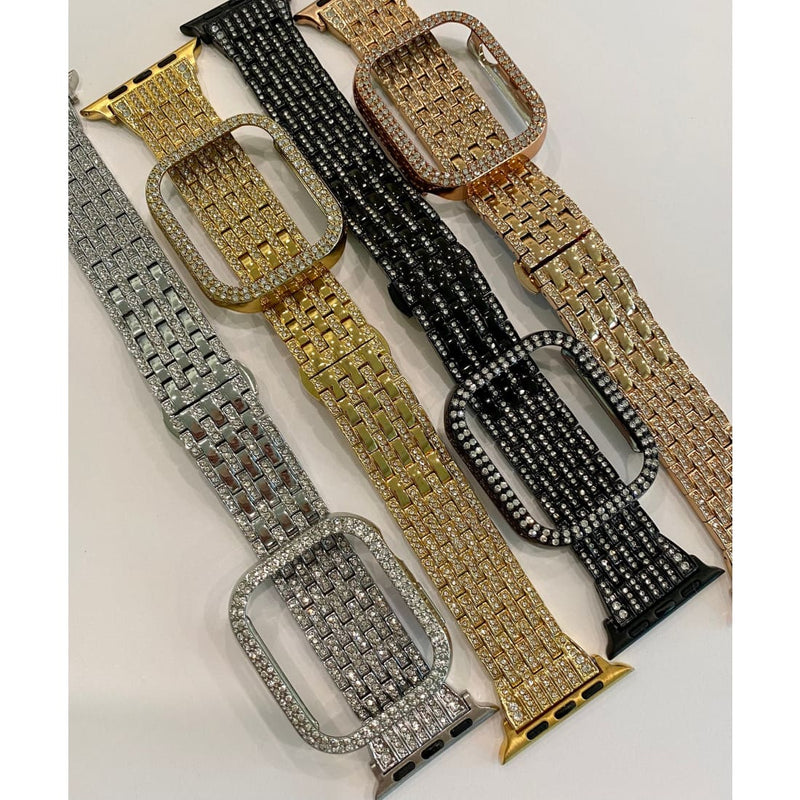 Apple Watch Band 41mm 45mm Series 7 Swarovski Crystals & or Crystal Apple Watch Bezel Cover Choice of Colors