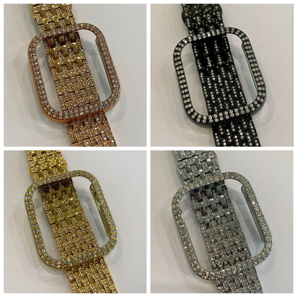Apple Watch Band 41mm 45mm Series 7 Swarovski Crystals & or Crystal Apple Watch Bezel Cover Choice of Colors