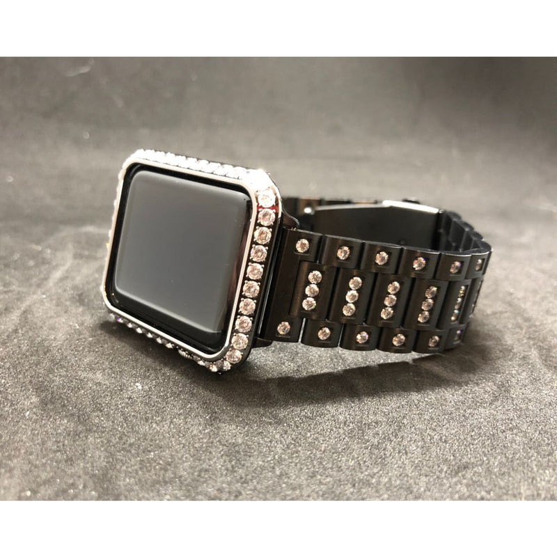 Apple Watch Band Black Bezel Crystal Iwatch Bling 38mm 40mm 42mm 44mm Final Sale