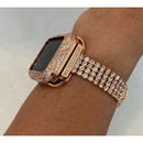 Apple Watch Band Series 8 Women Rose Gold 38mm 40mm 41mm 42mm 44mm 45mm & or Swarovski Crystal Bezel Cover Smartwatch Bumper