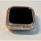 Apple Watch Bezel Cover 40mm 41mm 44mm45mm with 3 Rows Lab Diamond Baguettes in 14k Rose Gold Plated Metal, Smartwatch Bumper