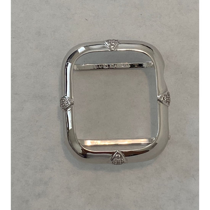 Apple Watch Bezel Cover 44mm Silver Lab Diamonds, Smartwatch Bumper Bling Case Series 4-6