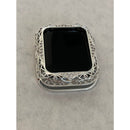 Apple Watch Bezel Cover Silver Lace Design Metal Case with Inset Rhinestones 38 40 42 44mm Series 6 Custom Handmade