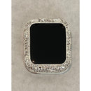 Apple Watch Bezel Cover Silver Metal Cover Floral Design Inset Rhinestones 38mm 40mm 42mm 44mm Series 6 Handmade