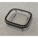 Apple Watch Bezel Cover Silver With Black Lab Diamonds, Metal Iwatch Band Bumper Case 2.5mm 6 Final Sale