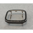 Apple Watch Bezel Cover Silver With Black Lab Diamonds, Metal Iwatch Band Bumper Case 2.5mm 6 Final Sale