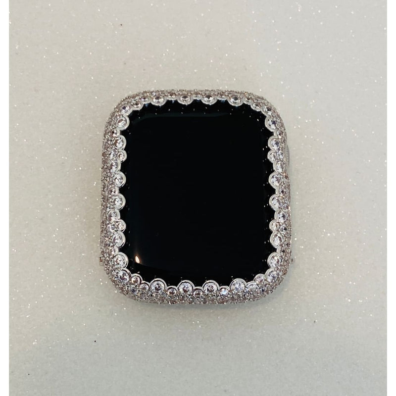Apple Watch Cover 41mm 45mm Silver Lab Diamond Bezel Case 38mm 40mm 42mm 44mm Smartwatch Bumper Bling Series 1-8