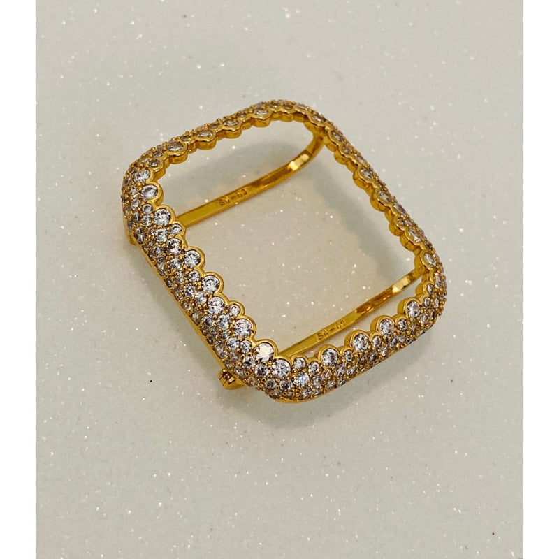 Apple Watch Gold Custom Baguette Band Crystals & or CZ Diamond Bezel Cover Bumper 38mm-45mm Series 7