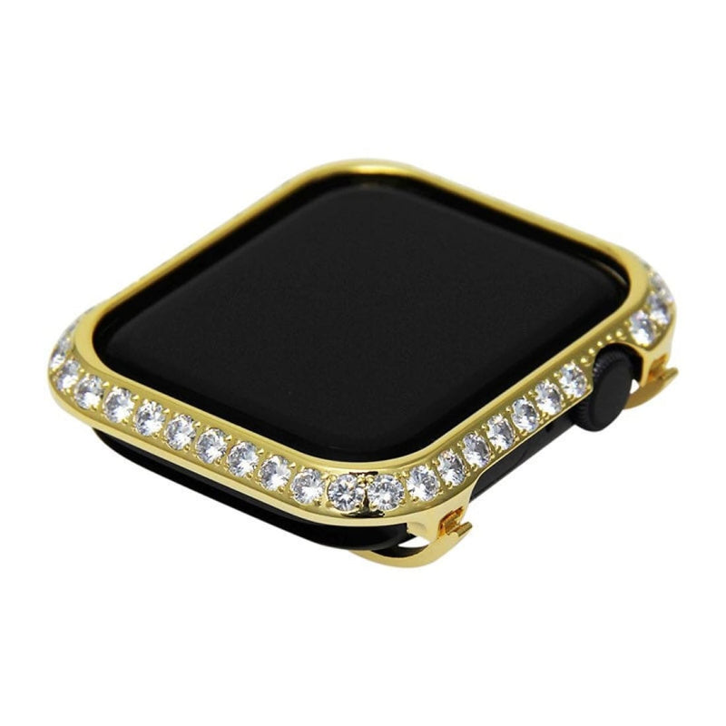 Bezel Only Apple Watch Cover, Gold Lab Diamond Metal Bezel Bling, Crystal Iwatch Band Series 1,2,3,4,5