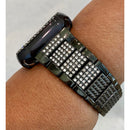 Black Apple Watch Band Series 7 Swarovski Crystals 41mm 45mm & or Crystal Apple Watch Bezel Cover Faceplate
