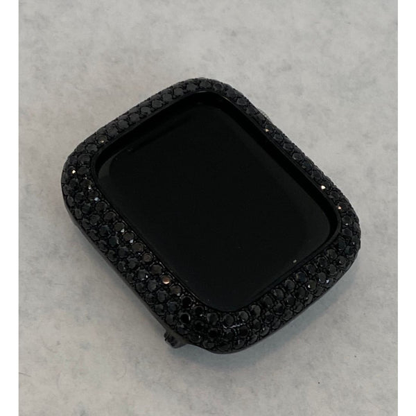 Black on Black Apple Watch Bezel Cover, Smartwatch Lab Diamond Bumper Case, Iwatch Bling Series 8