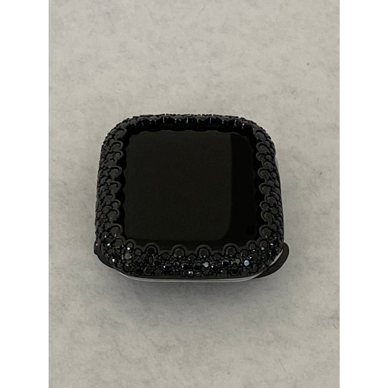 Black on Black Series 7 Apple Watch 41mm 45mm Bumper Cover Lab Diamond Smartwatch Case 38-44mm Series 1-8