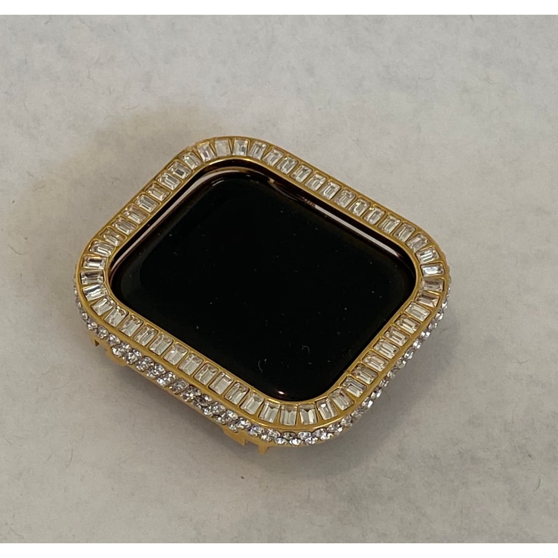 Bling Apple Watch Band 38mm 40mm 42mm 44mm Gold Rolex Style & or Lab Diamond Bezel Cover Gift for Him Series 6 ipad iphone gb1