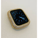 Bling Apple Watch Band Gold Women 41mm 45mm Series 7 & or Smartwatch Lab Diamond Bezel Cover Bumper 38mm-44mm