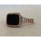 Bling Apple Watch Band Rose Gold Baguette Swarovski Crystals & or Lab Diamond Bezel Cover 38mm-45mm Series 1-8 SE Smartwatch Bumper Bling
