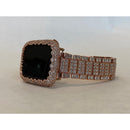 Bling Apple Watch Band Women 38 40 41 42 44 45mm and or Rose Gold Lab Diamond Bezel Cover Smartwatch Bling