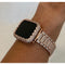 Bling Apple Watch Band Women 38 40 41 42 44 45mm and or Rose Gold Lab Diamond Bezel Cover Smartwatch Bling