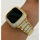 Bling Gold Apple Watch Band 41mm 44mm & or Lab Diamond Baguette Bezel Cover Handmade