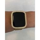 Custom Apple Watch Band Gold Rolex Style 41mm 45mm and or Iced Out Lab Diamond Bezel Cover Iwatch Band Series 7-8 Gift for Him